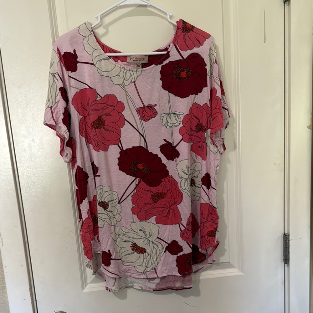Philosophy Pink and Red Floral Blouse